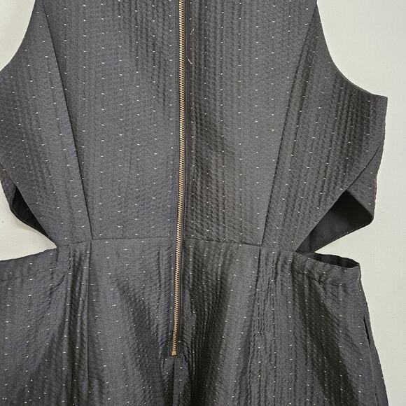 Madewell Women's Dress 8 Cut Out Sleeveless Black Gold Speck Scoop Neck Lined LN - Picture 3 of 10
